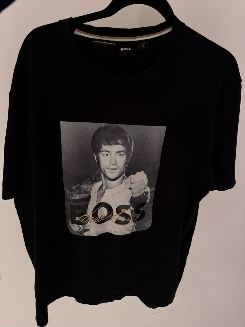 Boss Black Crewneck T-Shirt with Contrasting Neck Stripe